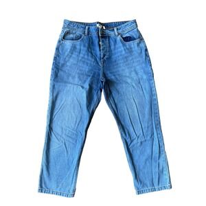 Roxy Womens Denim Jeans Sz 31 High Rise Straight Leg Blue Wash Button Fly Casual